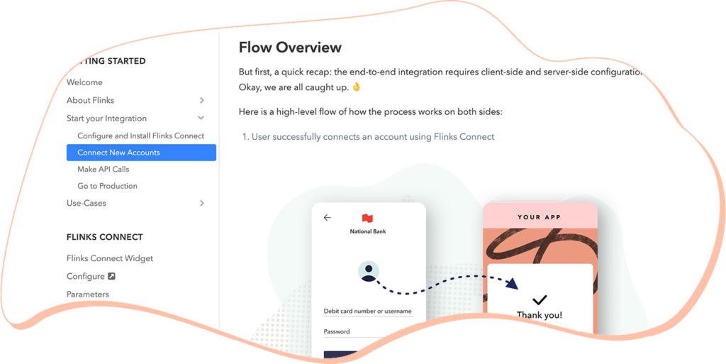 Flinks' new Dev Docs helps you integrate quickly data connectivity to any application.