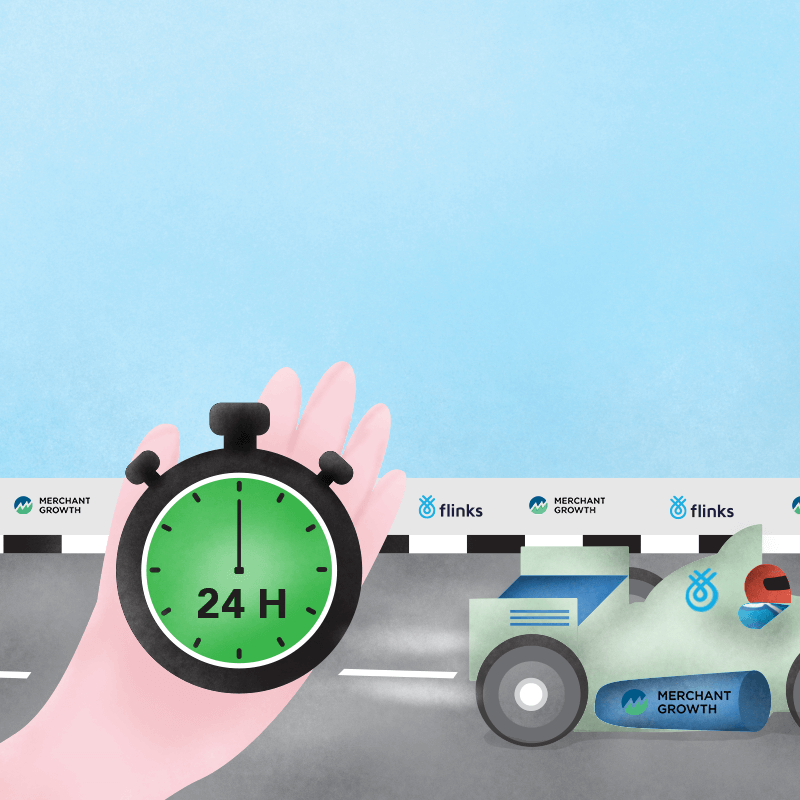 When Merchant Growth’s customers choose to submit information directly from their bank with Flinks, they can receive funds in as fast as 24h.