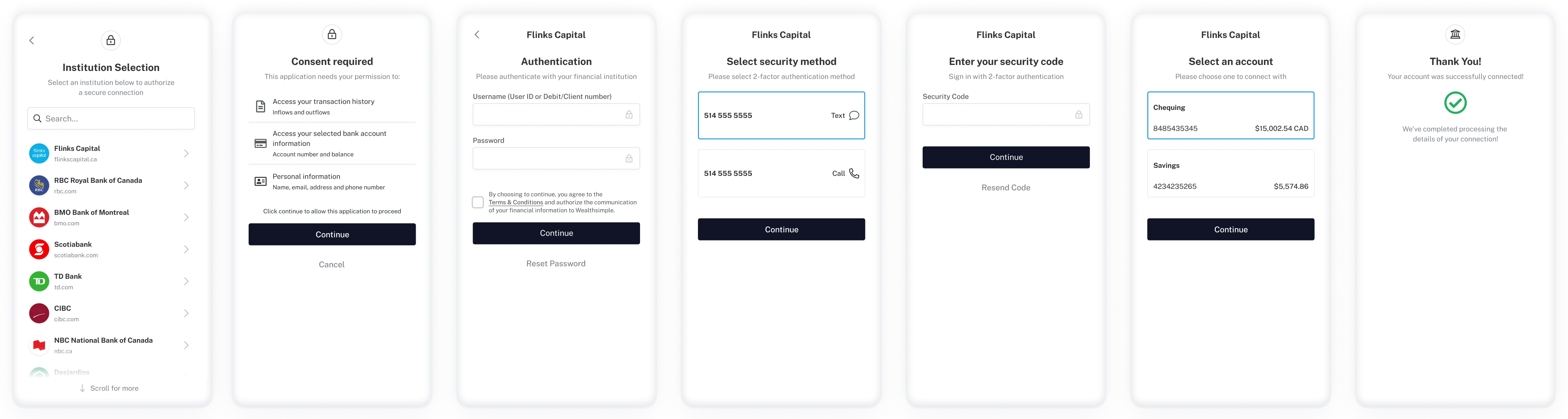 example of flinks connect that uses credential sharing